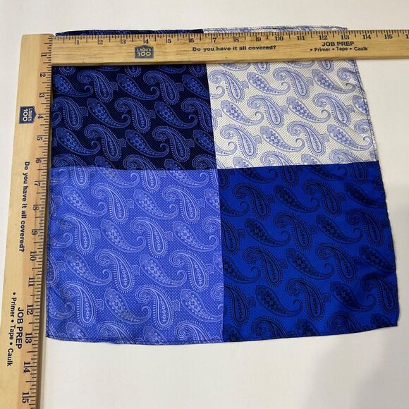 Mens Two Tone Blue Paisely Print  100% Silk Pocket Square/Hanky - Picture 2 of 8